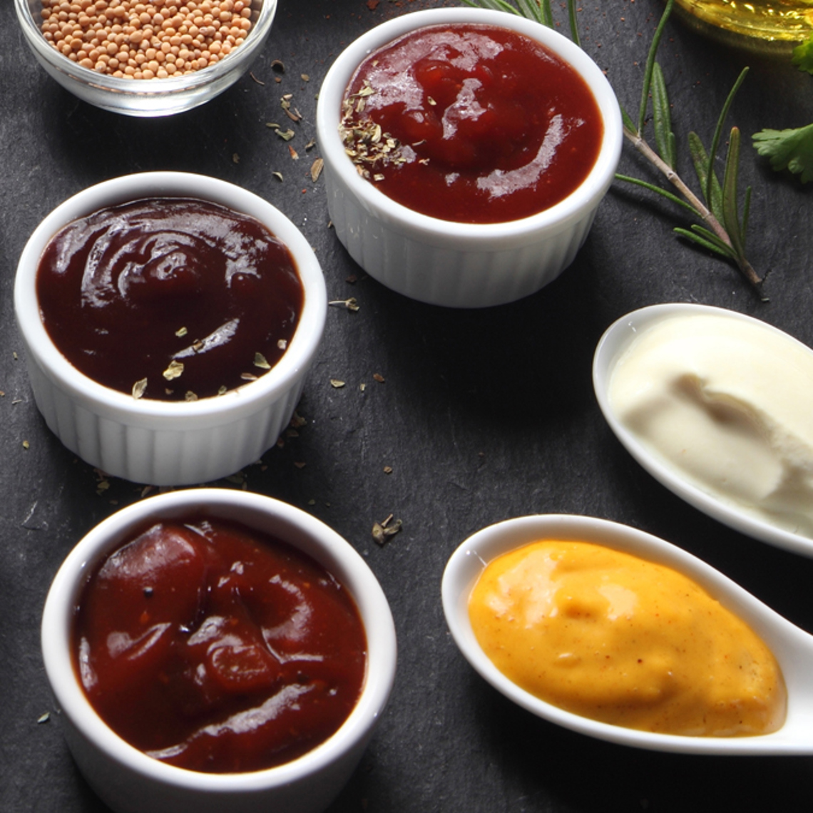 Sauces and Condiments on a Marble Background - Foodservice and Retail - AAK