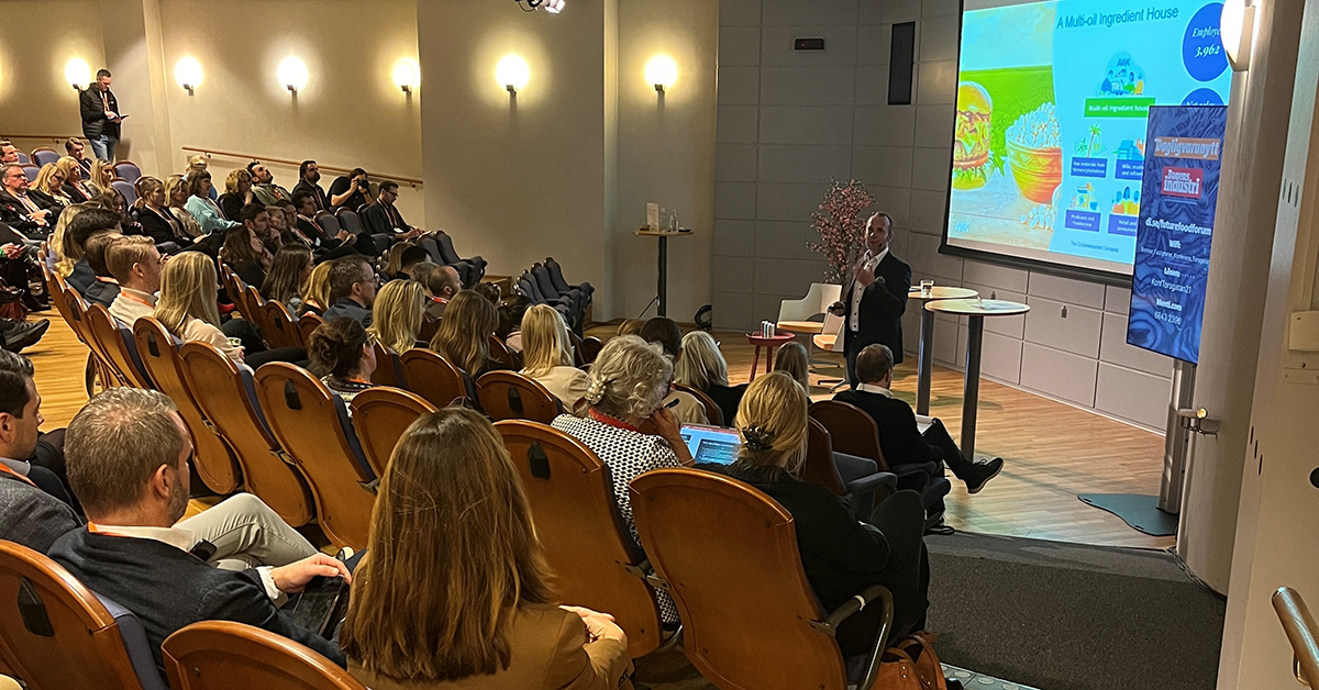 Johan Westman speaking to audience at Future Food Forum in Stockholm.