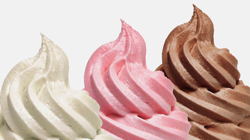 Close-up of white, pink, and brown soft ice cream - Co-Development - AAK