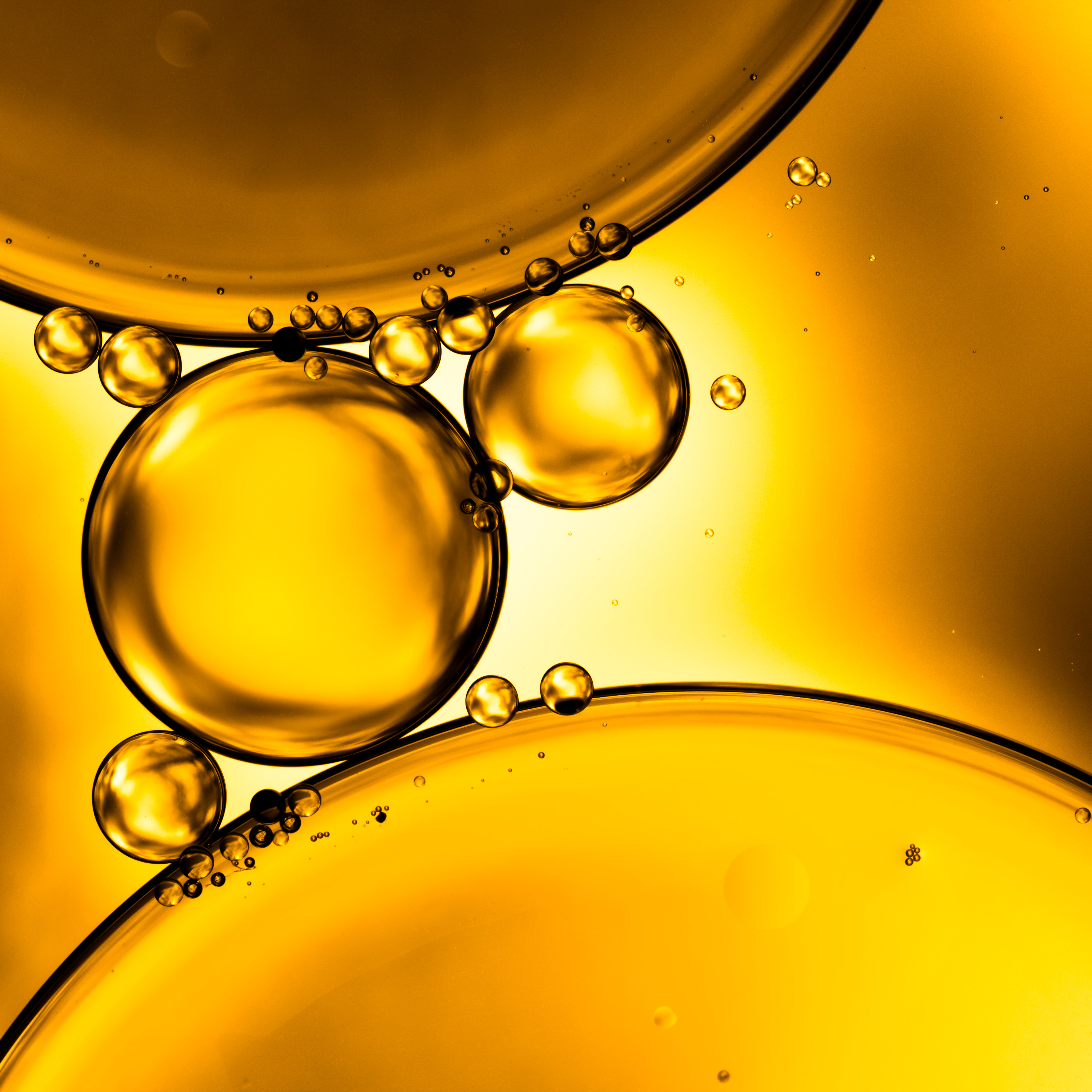 Close up of oil forming bubbles
